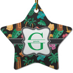 Hawaiian Masks Star Ceramic Ornament w/ Name and Initial