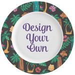 Hawaiian Masks Ceramic Dinner Plates (Set of 4) (Personalized)