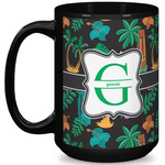 Hawaiian Masks 15 Oz Coffee Mug - Black (Personalized)