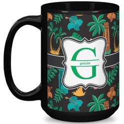 Hawaiian Masks 15 Oz Coffee Mug - Black (Personalized)