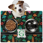 Hawaiian Masks Dog Food Mat - Medium w/ Name and Initial