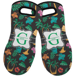 Hawaiian Masks Neoprene Oven Mitts - Set of 2 w/ Name and Initial