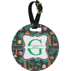 Hawaiian Masks Plastic Luggage Tag - Round (Personalized)