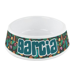 Hawaiian Masks Plastic Dog Bowl - Small (Personalized)