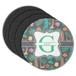 Hawaiian Masks Round Rubber Backed Coasters - Set of 4 (Personalized)