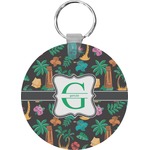 Hawaiian Masks Round Plastic Keychain (Personalized)