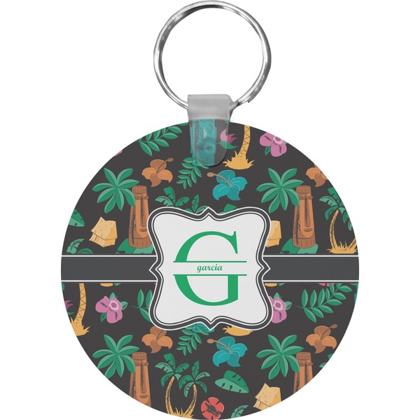 Custom Hawaiian Masks Round Plastic Keychain (Personalized)