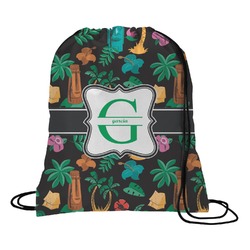Hawaiian Masks Drawstring Backpack - Medium (Personalized)