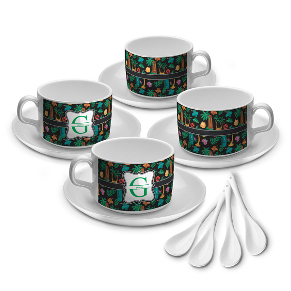 Custom Hawaiian Masks Tea Cup - Set of 4 (Personalized)