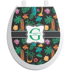 Hawaiian Masks Toilet Seat Decal - Round (Personalized)