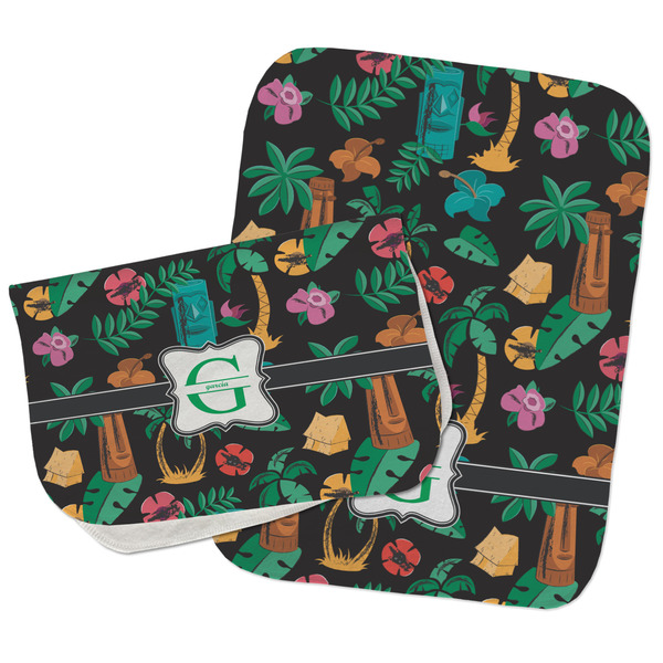 Custom Hawaiian Masks Burp Cloths - Fleece - Set of 2 w/ Name and Initial