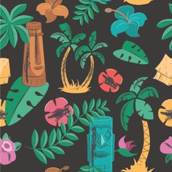 Hawaiian Masks Wallpaper & Surface Covering (Water Activated 24"x 24" Sample)