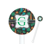 Hawaiian Masks 5.5" Round Plastic Stir Sticks - White - Single Sided (Personalized)