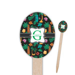 Hawaiian Masks Oval Wooden Food Picks - Double Sided (Personalized)