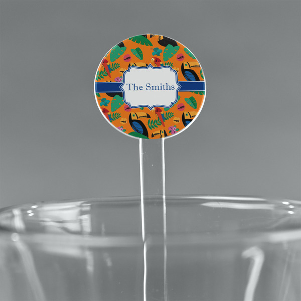 Custom Toucans 7" Round Plastic Stir Sticks - Clear (Personalized)