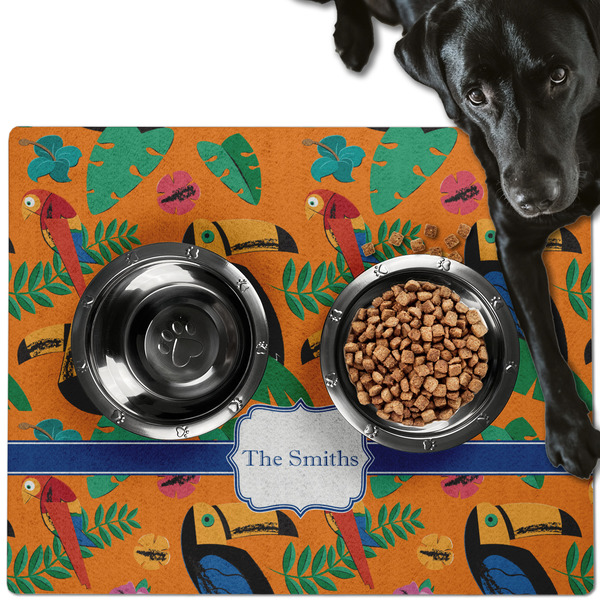 Custom Toucans Dog Food Mat - Large w/ Name or Text