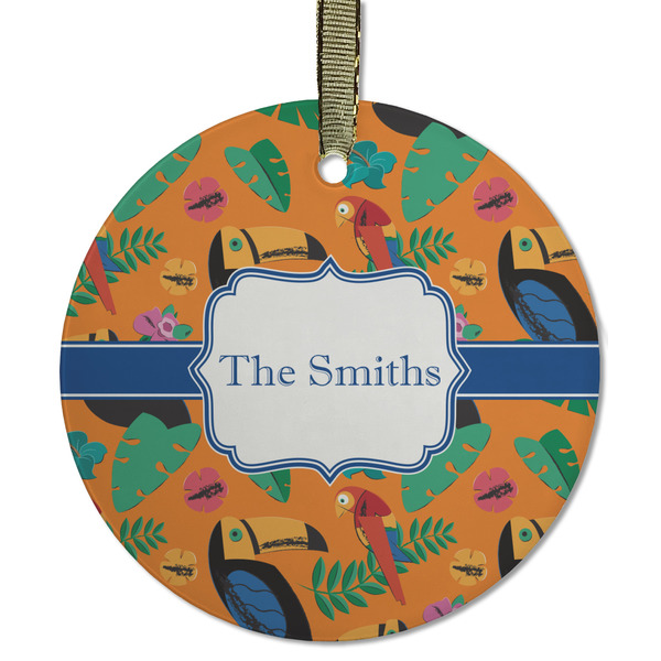 Custom Toucans Flat Glass Ornament - Round w/ Name or Text