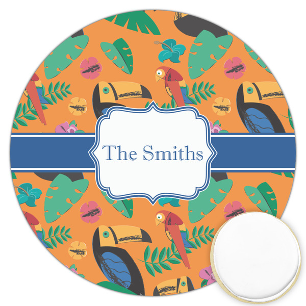 Custom Toucans Printed Cookie Topper - 3.25" (Personalized)