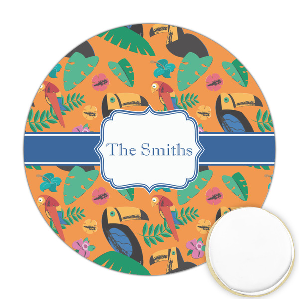 Custom Toucans Printed Cookie Topper - Round (Personalized)