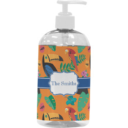 Toucans Plastic Soap / Lotion Dispenser (16 oz - Large - White) (Personalized)