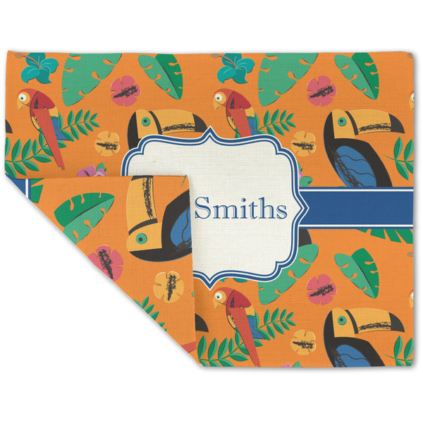 Custom Toucans Double-Sided Linen Placemat - Single w/ Name or Text