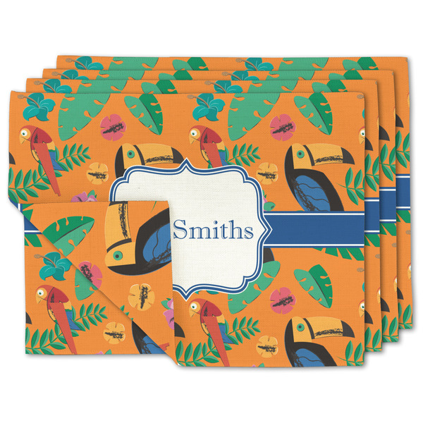 Custom Toucans Double-Sided Linen Placemat - Set of 4 w/ Name or Text