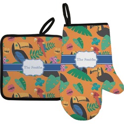 Toucans Right Oven Mitt & Pot Holder Set w/ Name or Text