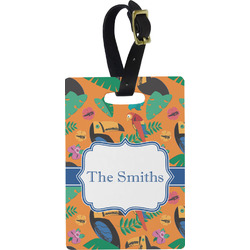 Toucans Plastic Luggage Tag - Rectangular w/ Name or Text