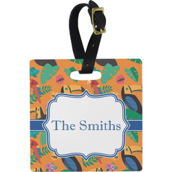Toucans Plastic Luggage Tag - Square w/ Name or Text