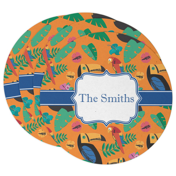 Custom Toucans Round Paper Coasters w/ Name or Text