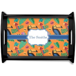 Toucans Black Wooden Tray - Small (Personalized)