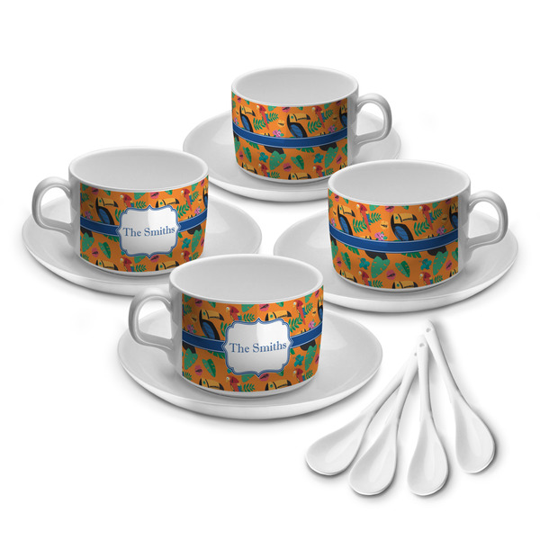 Custom Toucans Tea Cup - Set of 4 (Personalized)