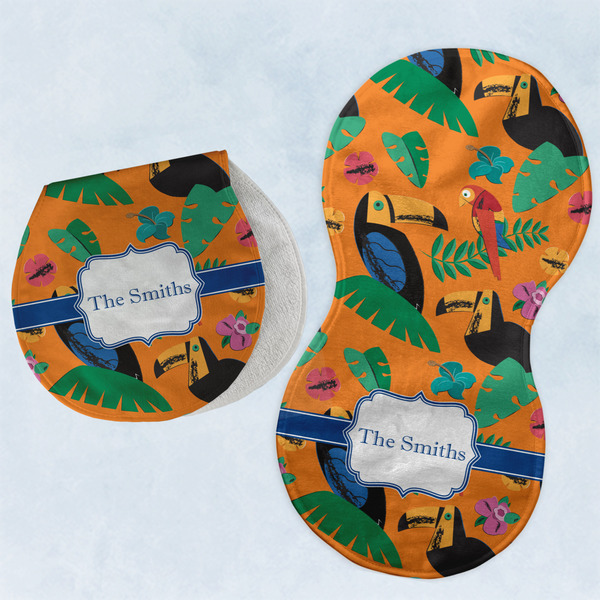 Custom Toucans Burp Pads - Velour - Set of 2 w/ Name or Text