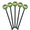 Luau Party Black Plastic 5.5" Stir Stick - Round - Fan View