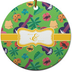 Luau Party Round Ceramic Ornament w/ Couple's Names