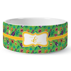 Luau Party Ceramic Dog Bowl - Medium (Personalized)