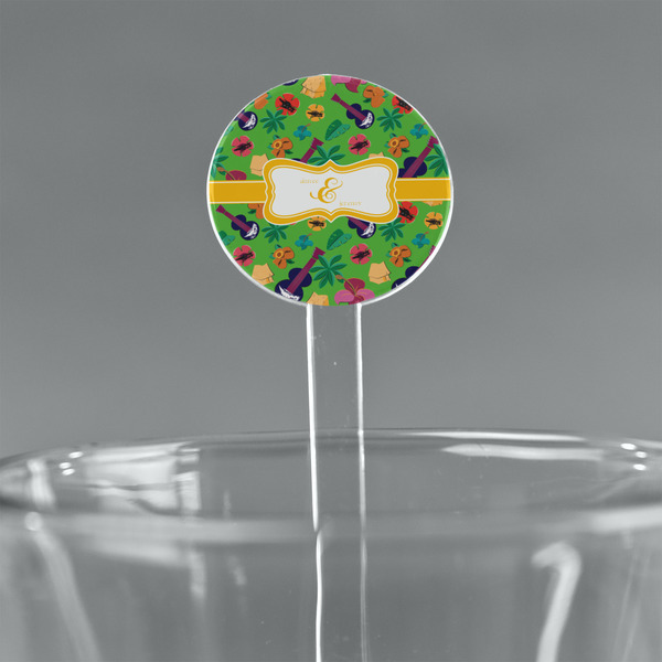 Custom Luau Party 7" Round Plastic Stir Sticks - Clear (Personalized)