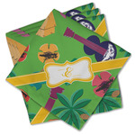 Luau Party Cloth Cocktail Napkins - Set of 4 w/ Couple's Names