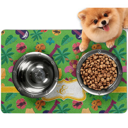 Luau Party Dog Food Mat - Small w/ Couple's Names