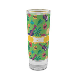 Luau Party 2 oz Shot Glass -  Glass with Gold Rim - Set of 4 (Personalized)