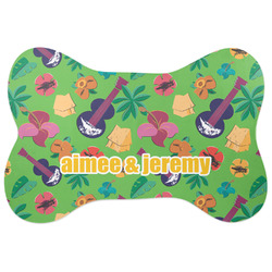 Luau Party Bone Shaped Dog Food Mat (Large) (Personalized)