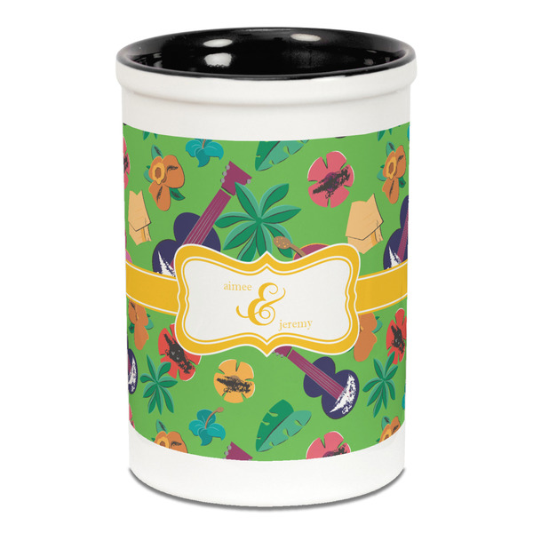 Custom Luau Party Ceramic Pencil Holders - Black