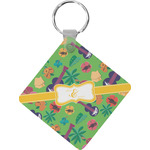 Luau Party Diamond Plastic Keychain w/ Couple's Names