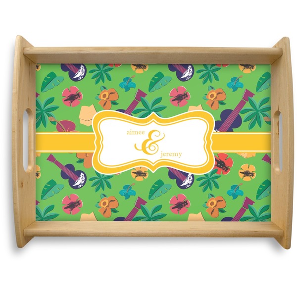 Custom Luau Party Natural Wooden Tray - Large (Personalized)