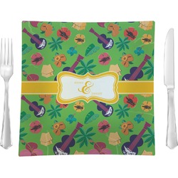 Luau Party Glass Square Lunch / Dinner Plate 9.5" (Personalized)