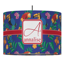 Parrots & Toucans 16" Drum Pendant Lamp - Fabric (Personalized)