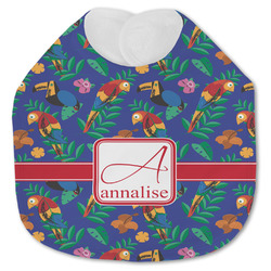 Parrots & Toucans Jersey Knit Baby Bib w/ Name and Initial