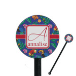 Parrots & Toucans 5.5" Round Plastic Stir Sticks - Black - Single Sided (Personalized)