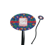 Parrots & Toucans 7" Oval Plastic Stir Sticks - Black - Single Sided (Personalized)