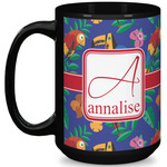 Parrots & Toucans 15 Oz Coffee Mug - Black (Personalized)